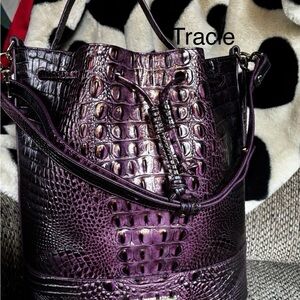 Brahmin  Fig Jam Marlowe Croc-Embossed Shoulder Bag
